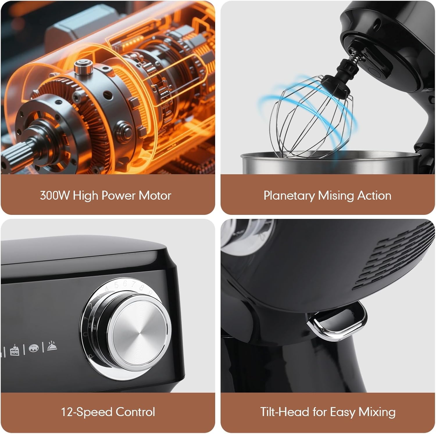 Stand Mixer 4.8 Qt Electric Food Mixer 12 Speeds Portable Lightweight Kitchen Mixer For Daily Use With Egg Whisk, Dough Hook, Flat Beater