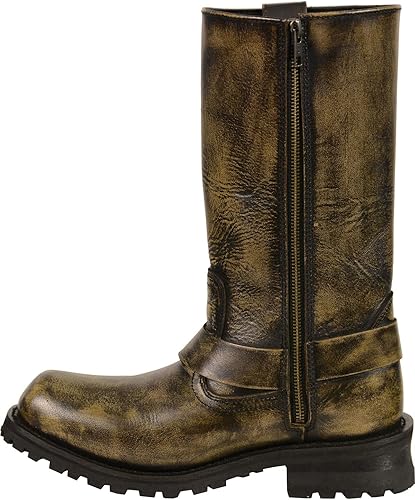 Milwaukee Leather MBM9005W - Botas clásicas con punta cuadrada para hombre, color marrón envejecido y ancho ancho, de 11 pulgadas