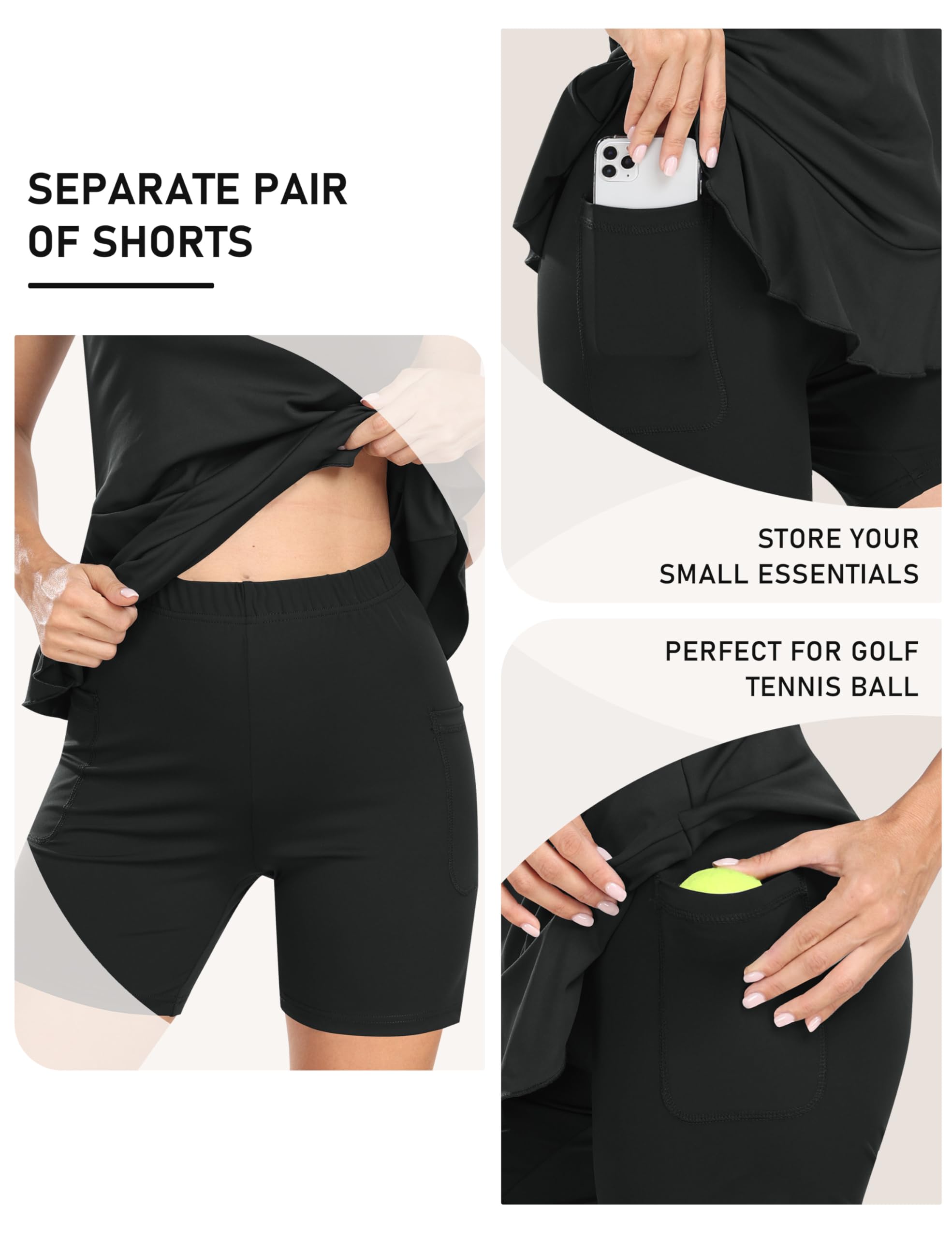 MoFiz Vestido Golf Tennis Mujer Sin Mangas Deportivo con Pantalones Cortos