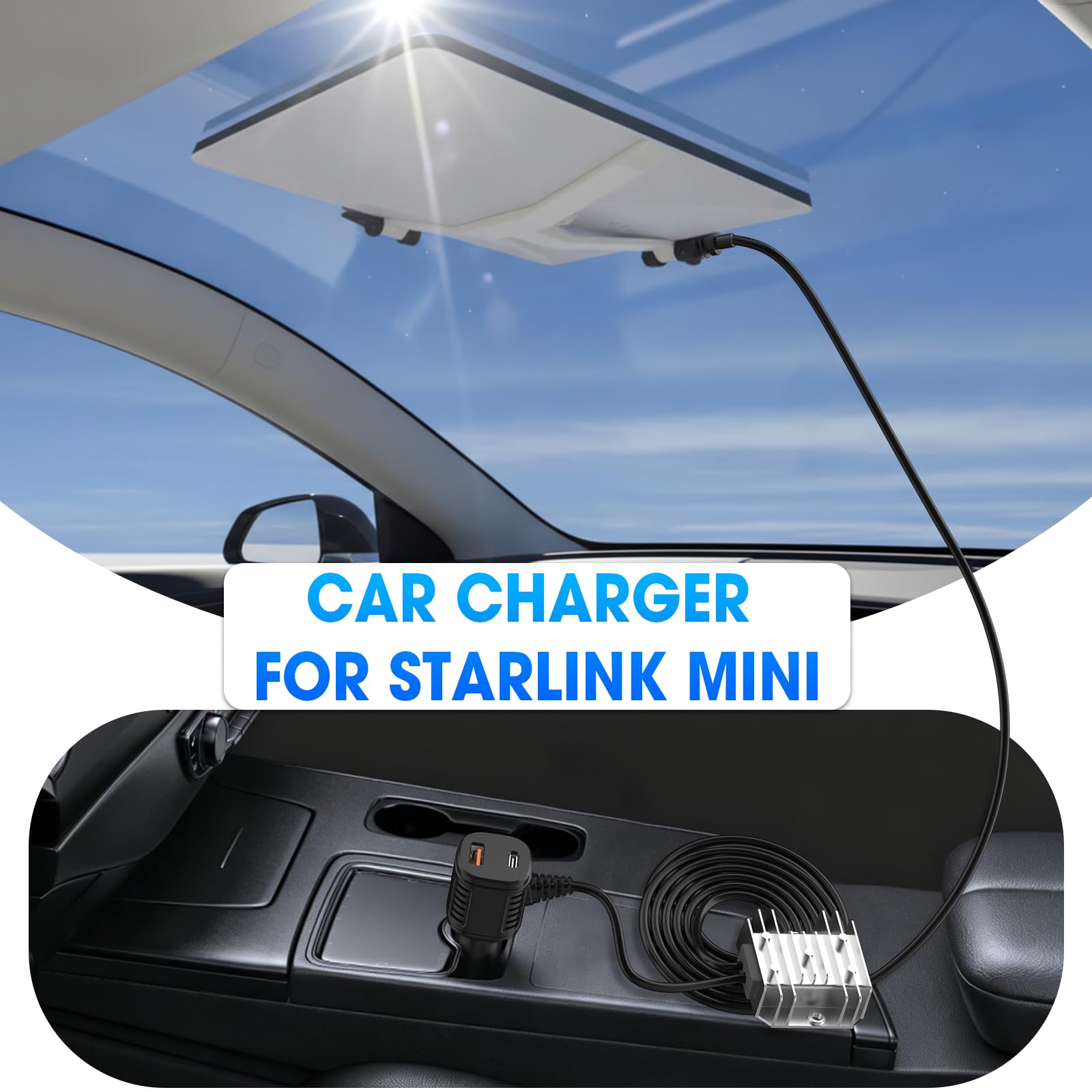 Starlink - Mini cargador de coche de 105 W, 12 V/24 V a 30 V CC-CC, salida regulada estable de 30 V con voltímetro en tiempo real, cable de alimentación impermeable para sistema de satélite