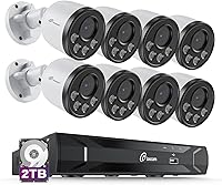 Vista 1 de Loocam 4MP PoE Security Camera System, 8 Wired Bullet Cameras for Home Security, 5MP NVR 24/7 Recording for Surveillance Security, Person Vehicle