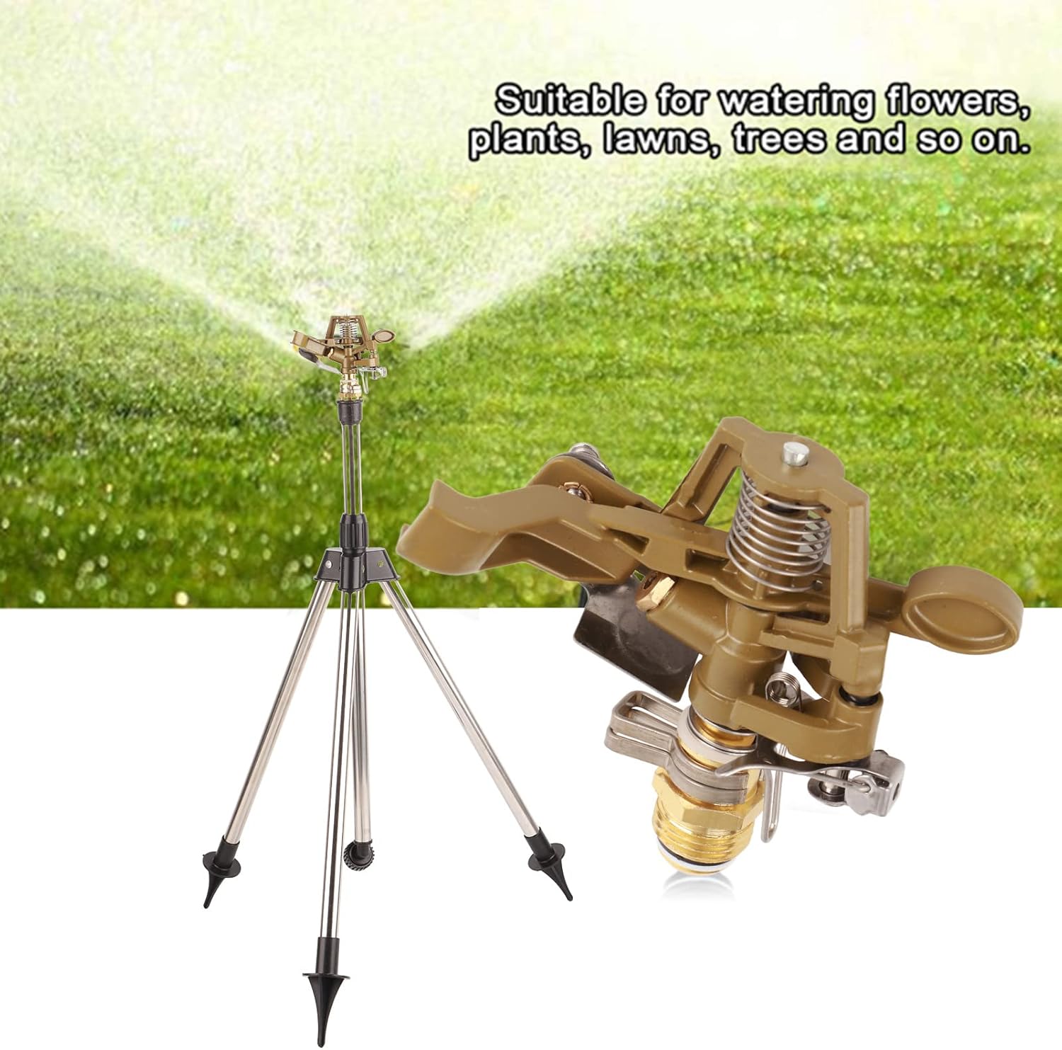 Fafeicy Stainless Steel Adjustable Tripod Sprinkler Tool Garden Watering System Effective for Lawns and Plants
