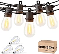 Vista 8 de Svater Guirnalda de luces para exteriores de 200 pies, luces de patio para exteriores con bombillas LED inastillables, impermeable, IP65, luz