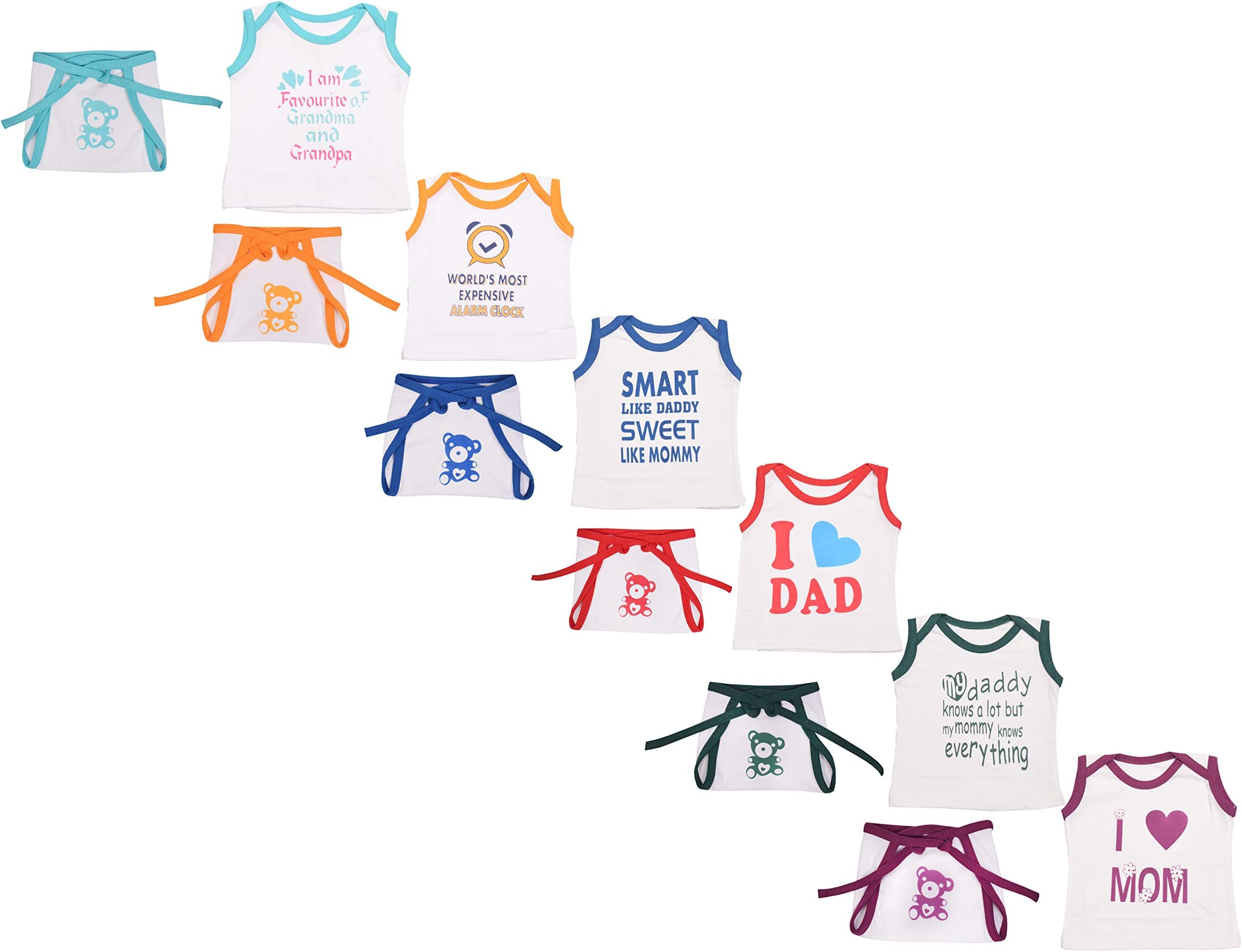 Toddylon New Born Baby Clothes Jhabla Shirt & Non Padded Single Layer Nappy | Clothing Sets | Dress | Jhabla Set | Langot | Cotton | Summer | Boy's & Girl's (0-6 Months) Pack of 6