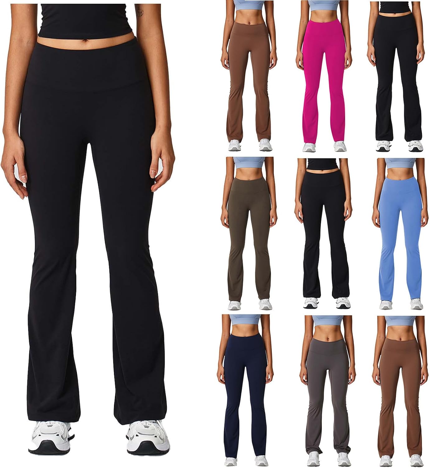 HGps8w Women's Flare Lounge Sweatpants - Comfy Elastic Waist Versatile Loose Solid Workout Yoga Pants