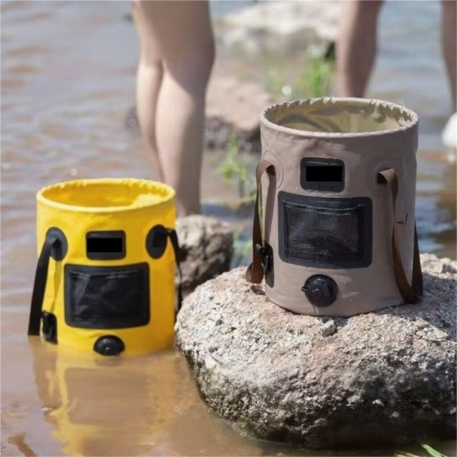 Seau Pliant Camping 25L Pied De Lavabo Vertical