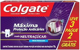 Creme Dental Colgate Máxima Proteção Anticáries mais Neutraçúcar 70g Promo Leve 3 Pague 2
