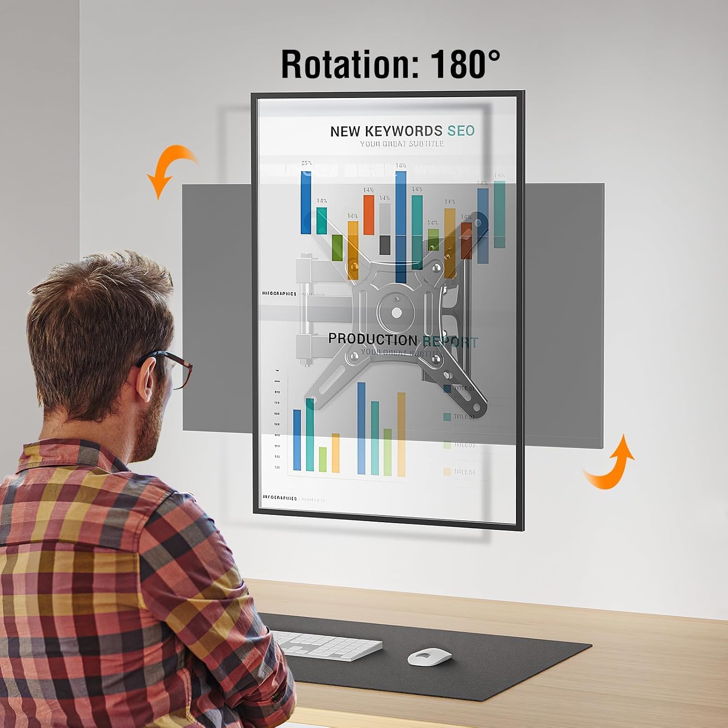 ELIVED UL Listed Full Motion TV Monitor Wall Mount for Most 14-42 Inch ...
