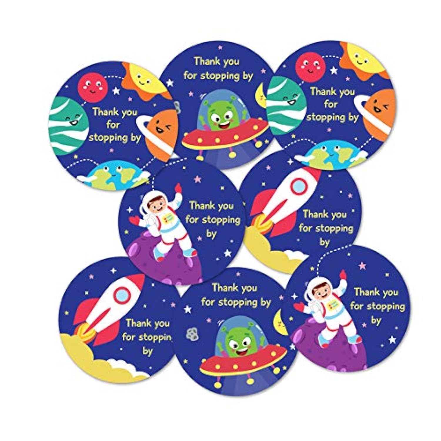 weRevel Paper Space Theme Thank You Party Self-Adhesive Stickers, 40 Count, 2 Inches, Round, 4 Unique Designs (B08Z43BMHP) Amazon Price History, Amazon Price Tracker