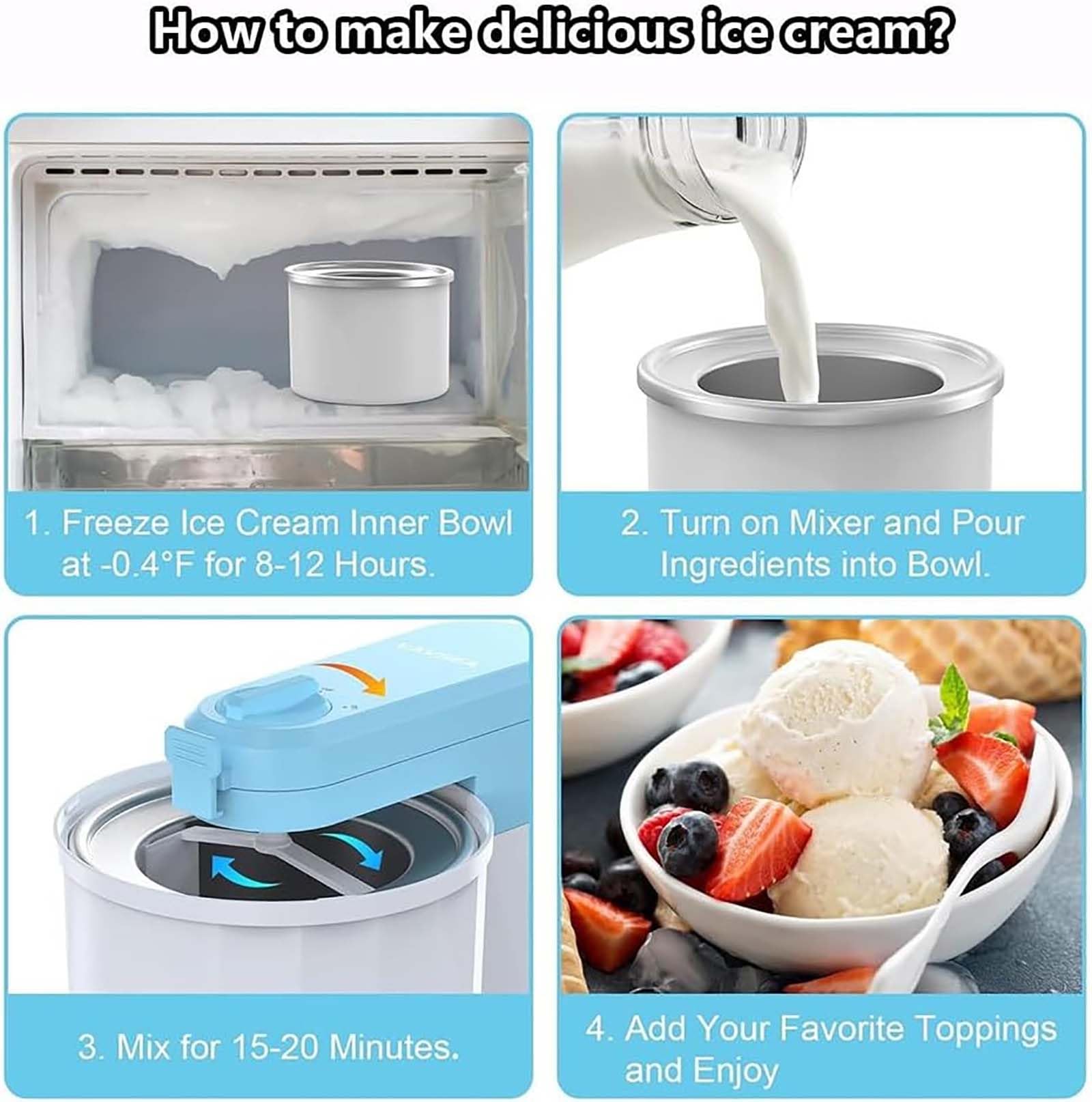 Macchine per Gelato, Rivestimento Rimovibile per Alimenti, Facili da Pulire, Controllo Manuale dei Pulsanti, per Gelato Fatto in casa, Sorbetto