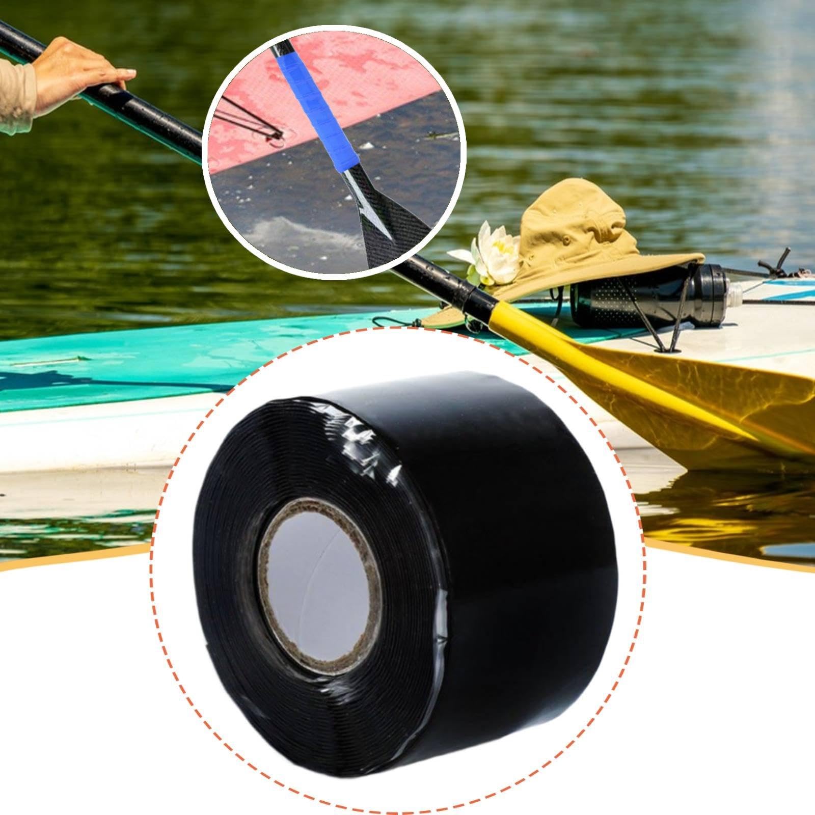 Nastro Antiscivolo per Kayak, Striscia Sigillante Antiscivolo, Nastro Isolante Versatile per Attrezzature E Strumenti Sportivi, Nero