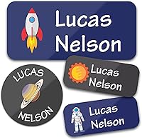 Vista 27 de 130 Etiquetas de nombre personalizadas para guardería, impermeables, adhesivas, personalizadas, para ropa, botellas de agua, loncheras y suministros