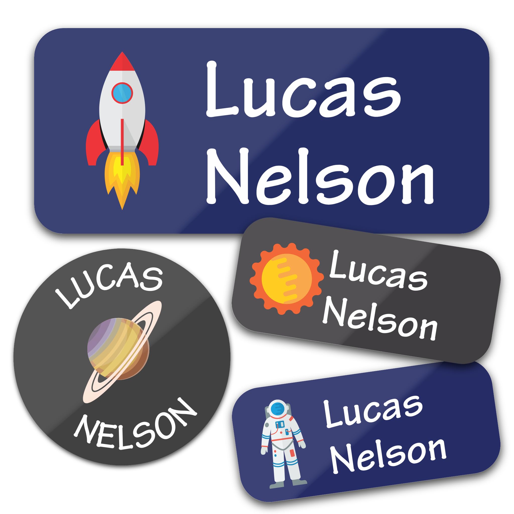 Bunny Badges Personalized Daycare Name Labels for Kids (130 Labels) - Custom Waterproof Name Stickers for Clothing Tags, Water Bottles, Lunch Boxes