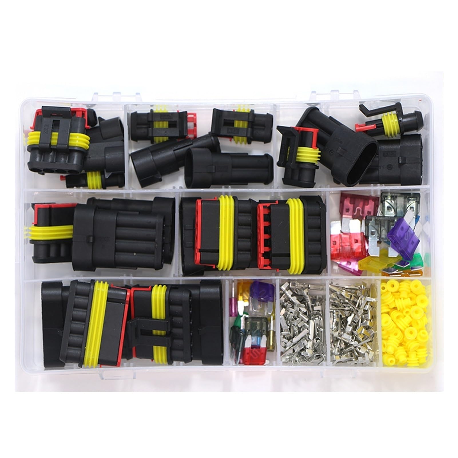 Artemisia 352pcs Escondido Conectores Impermeables 1/2/3/4 Pin 26sets Conector de Cable eléctrico Conector de Enchufe de Enchufe Harness 300V 12A (Color : 216PCS)