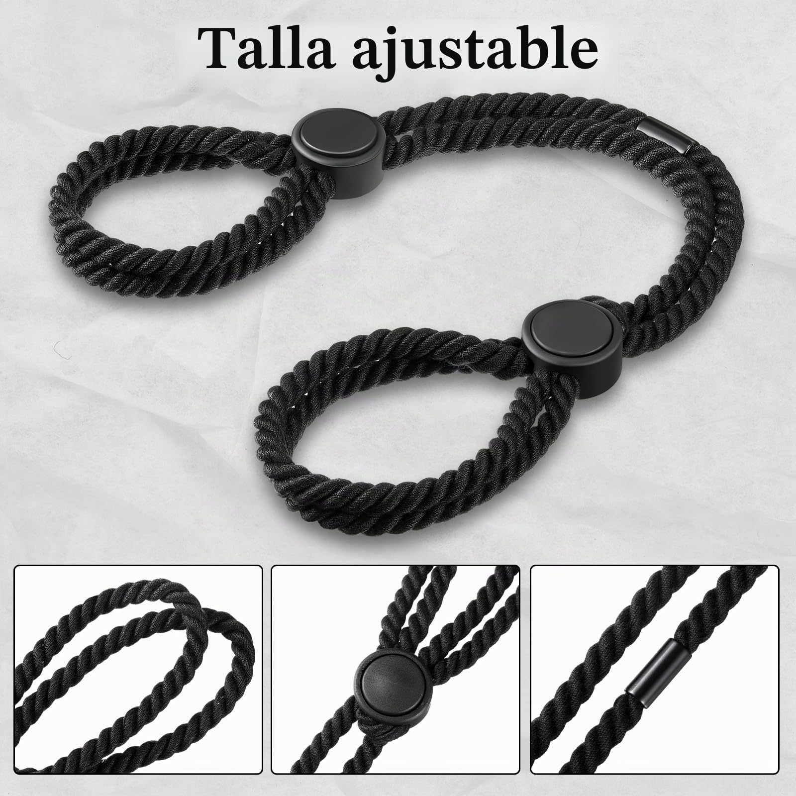 Cuerdas de Bondage para Parejas Cuerda de Sujeción Ajustable para Muñeca y Tobillo Esposas en Cama para Adultos Juguetes Bondage para Mujeres y Hombres (Negro)