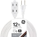 GE 3-Outlet Power Strip, 9 Ft Extension Cord, 2 Prong, 16 Gauge, Twist-to-Close Safety Covers, Indoor Rated, Perfect for Home, Office or Kitchen, UL Listed, Brown, 51942