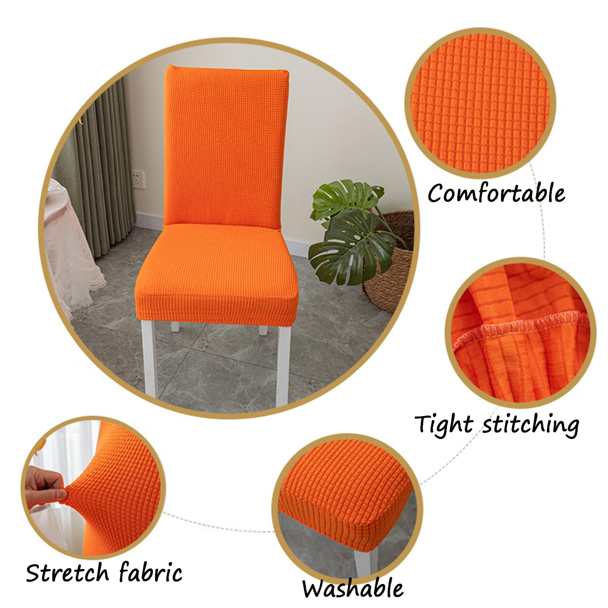 Set Di 4 Coprisedia Elasticizzati per Sala Da Pranzo, Rimovibili