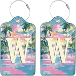 Initial Luggage Tags for Suitcases,2 Pack Personalized Luggage Tag with Privacy Name Card,Travel Bag Tags with for Women Men Kids Girls Travel Sports,Letters A