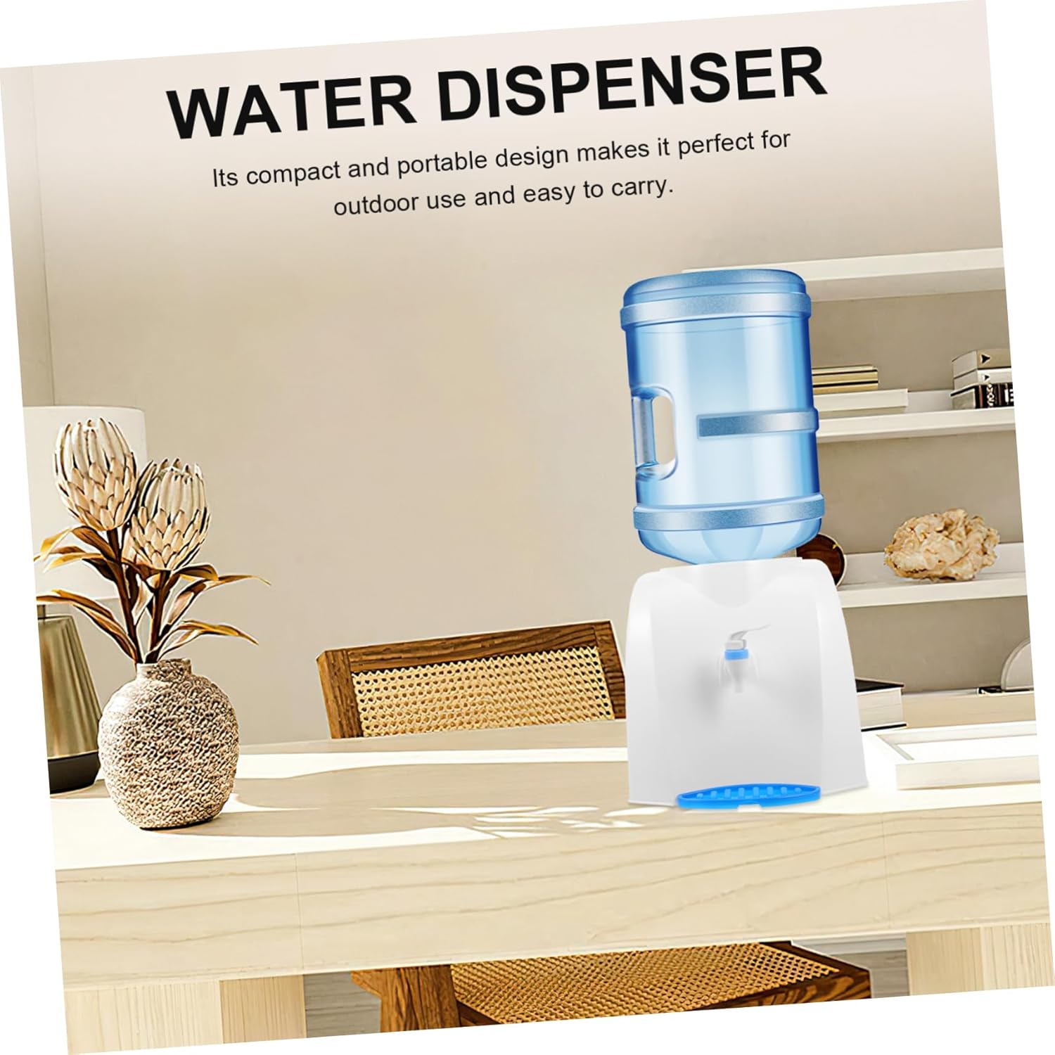 Mikinona Dispenser for Office Home Portable Desktop Water Jug Cooler Faucet Compact Stylish Design for Use Compatible Various Bottled Drinks