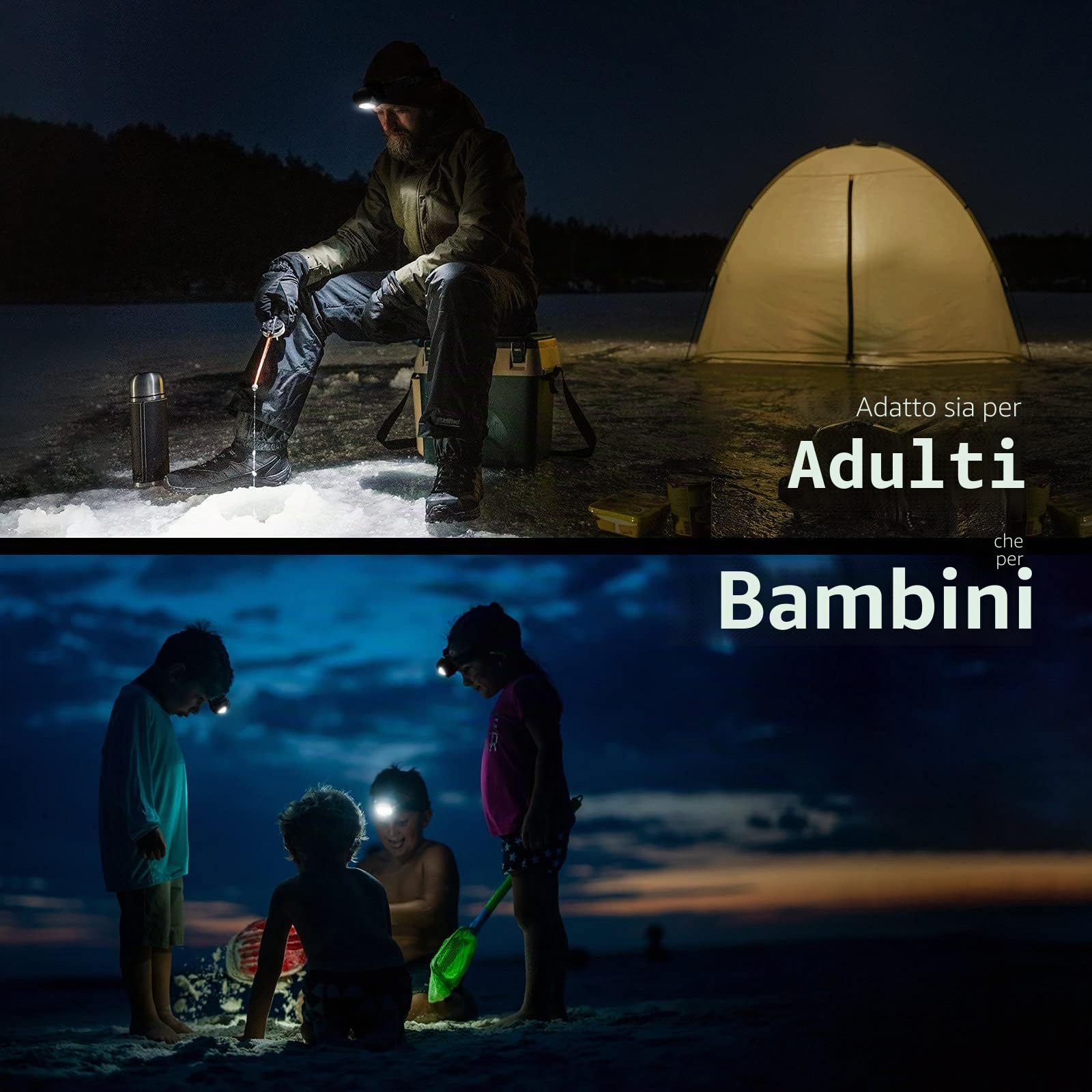 Lepro Torcia Frontale Ricaricabile USB, Lampada Frontale LED 2000lux Luce Bianca, 6 Modalità di Luce, D500 Torcia da Testa IPX4 Impermeabile per Campeggio, Corsa, Jogging, Trekking, Pesca - 2pcs