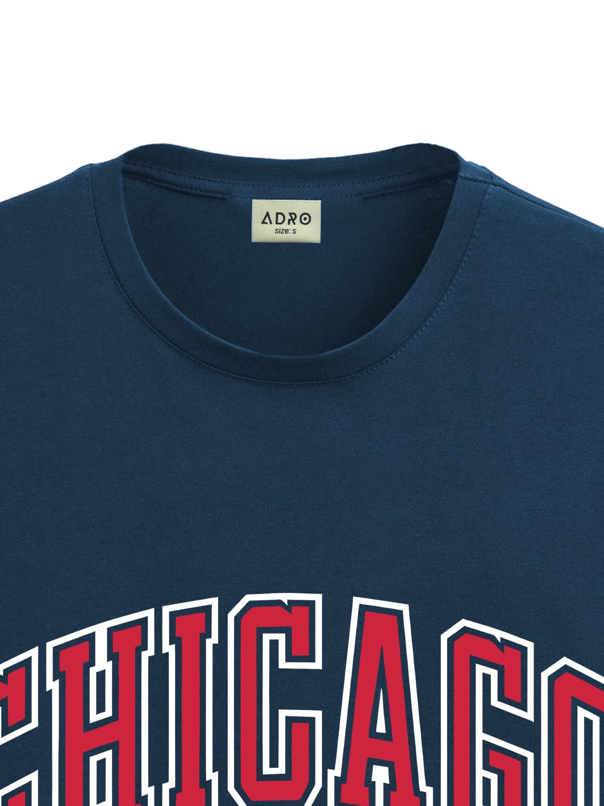 ADRO Maglietta da uomo in stile urbano con stampa Chicago, in cotone, alla moda, colore nero