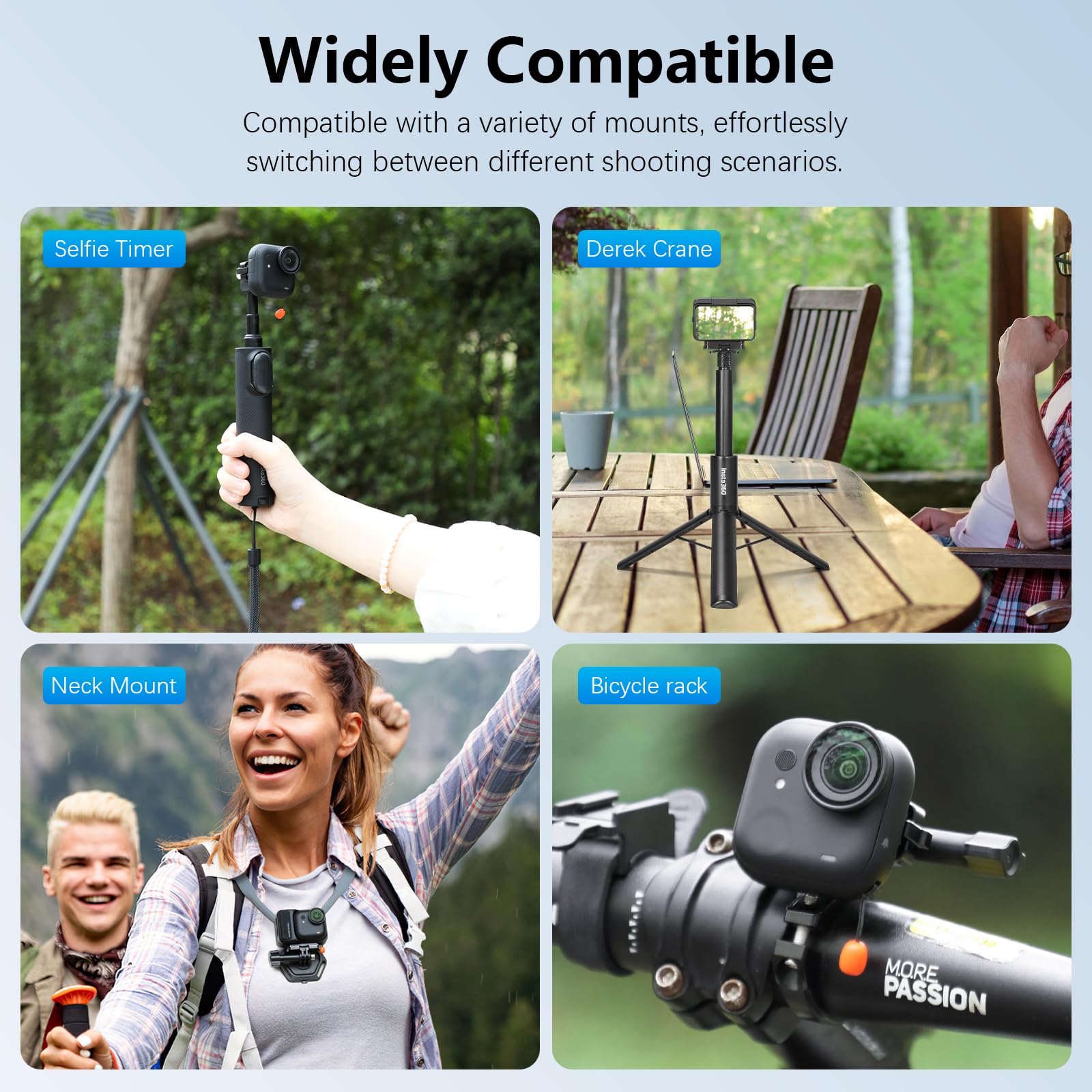 AMAZEAR Adattatore magnetico a sgancio rapido per fotocamera Insta360 GO Ultra, supporto base in lega di alluminio con filettatura da 6,35 mm per treppiede, bastone selfie, impugnatura, nero