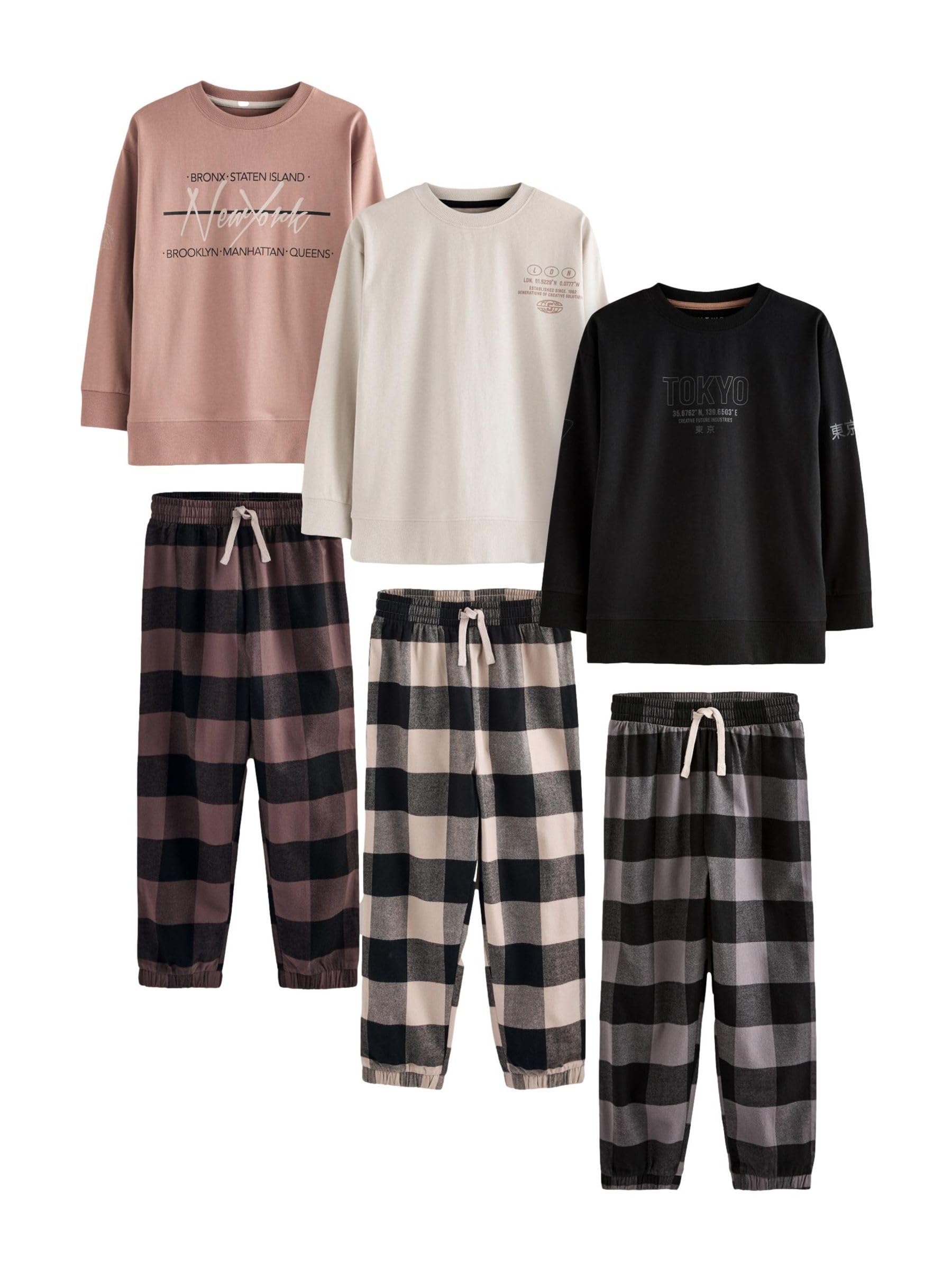 NEXT Niños Pack de 3 Pijamas Tejidos de Cuadros