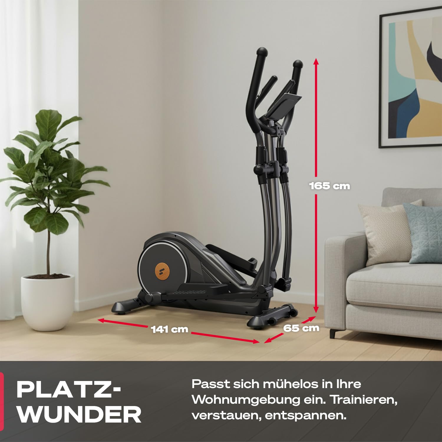Sportstech CX625 Crosstrainer für Zuhause, Ellipsentrainer mit 32 Widerstandsstufen, 15 kg Schwungrad, leises Magnetbremssystem, LCD Display, Pulssensor, Crosstrainer bis 120 kg