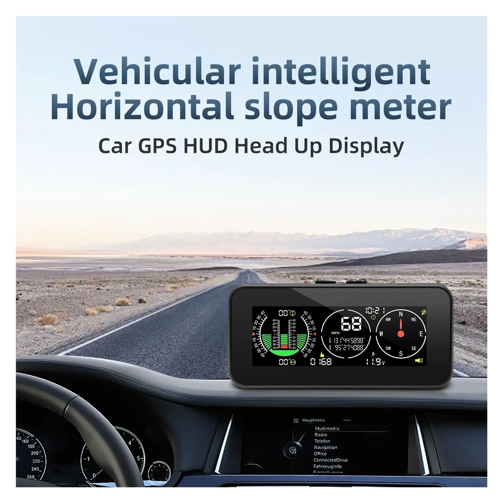 Pantalla Frontal M60 GPS For Coche Velocímetro HUD Inclinómetro Inteligente Velocidad Todoterreno Inclinación Ángulo De Inclinación Brújula Medidor De Pendiente para todos los vehículos