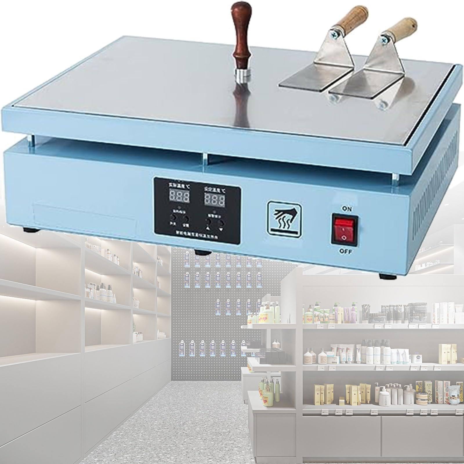Celofanowa maszyna termokurczliwa, 1200 W maszyna do owijania przeciw oparzeniom, 0-300℃ uszczelnienie grzewcze do użytku na biurku, 400 x 300 mm