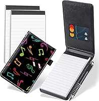Vista 15 de Juego de 4 mini bloc de notas de bolsillo, diseño de pez Koi japonés de piel sintética, soporte para notas con 2 ranuras para tarjetas, 1 lápiz