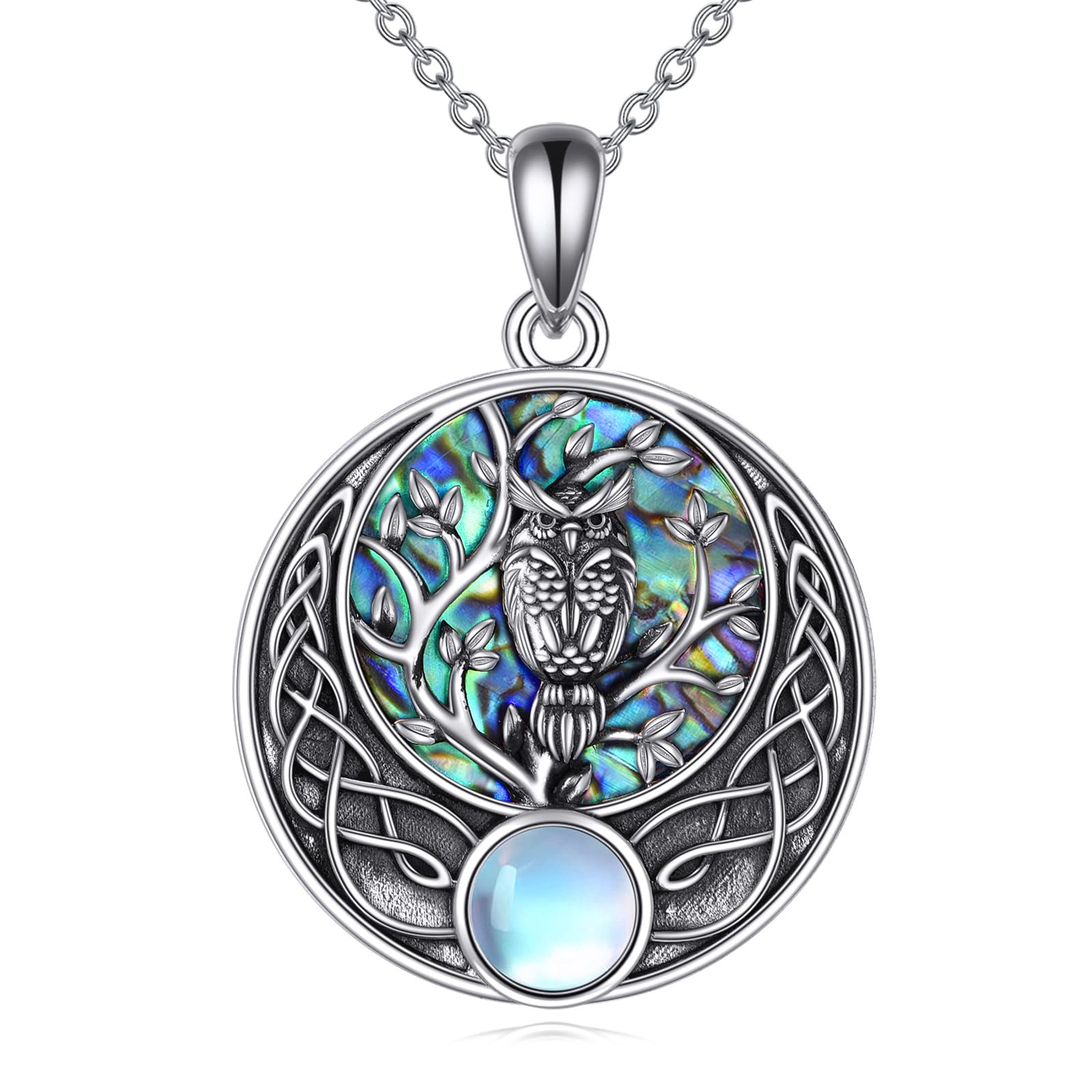 Pendentif hibou argent sterling 925 véritable et pierre de lune - 6