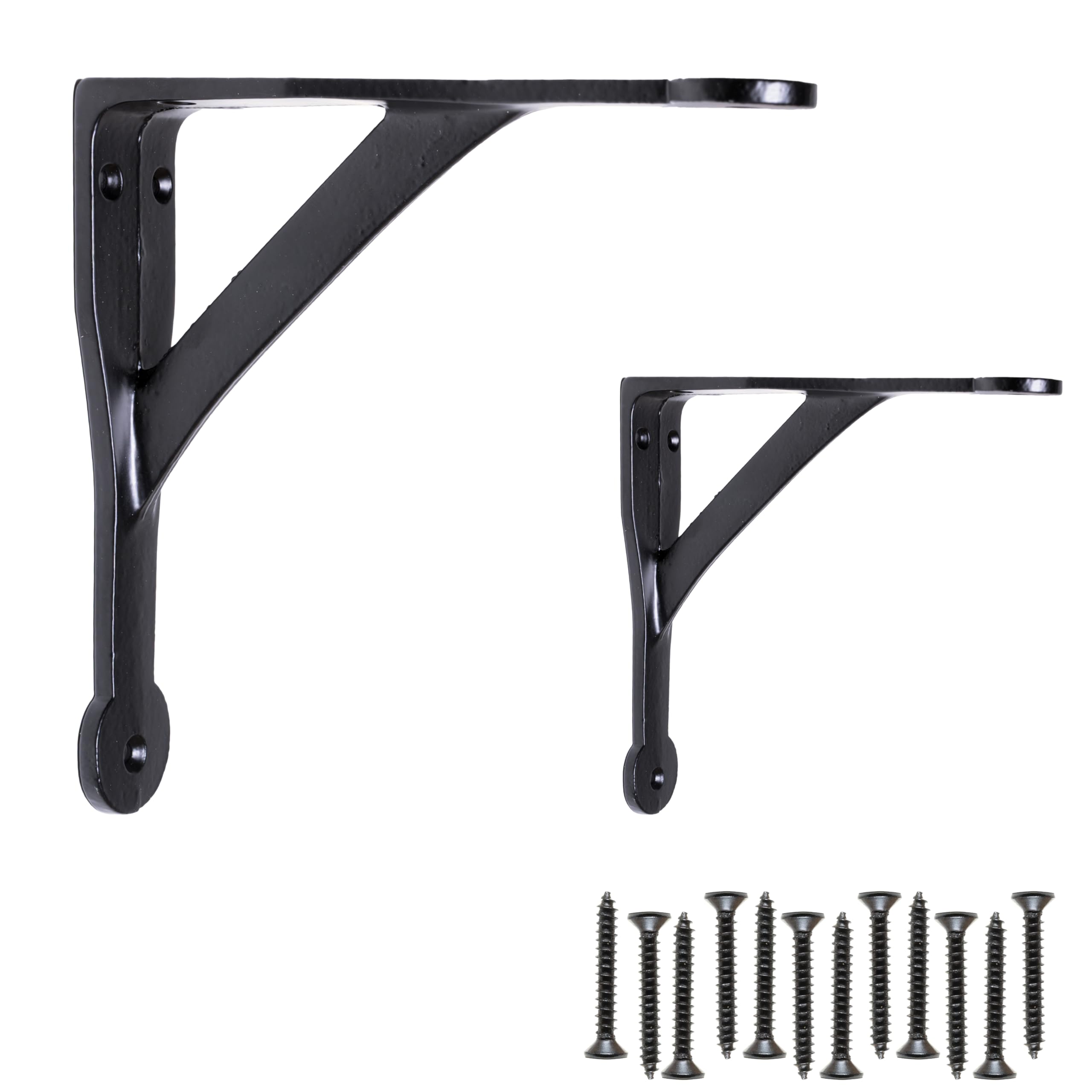 Eduwurxs Black Penny Gallow Cast Iron Shelf Brackets | Heavy Duty Wall Brackets For Shelves | Rustic Supports For Kitchen, Living Room & Outdoor 6X6 (Pack Of 2)