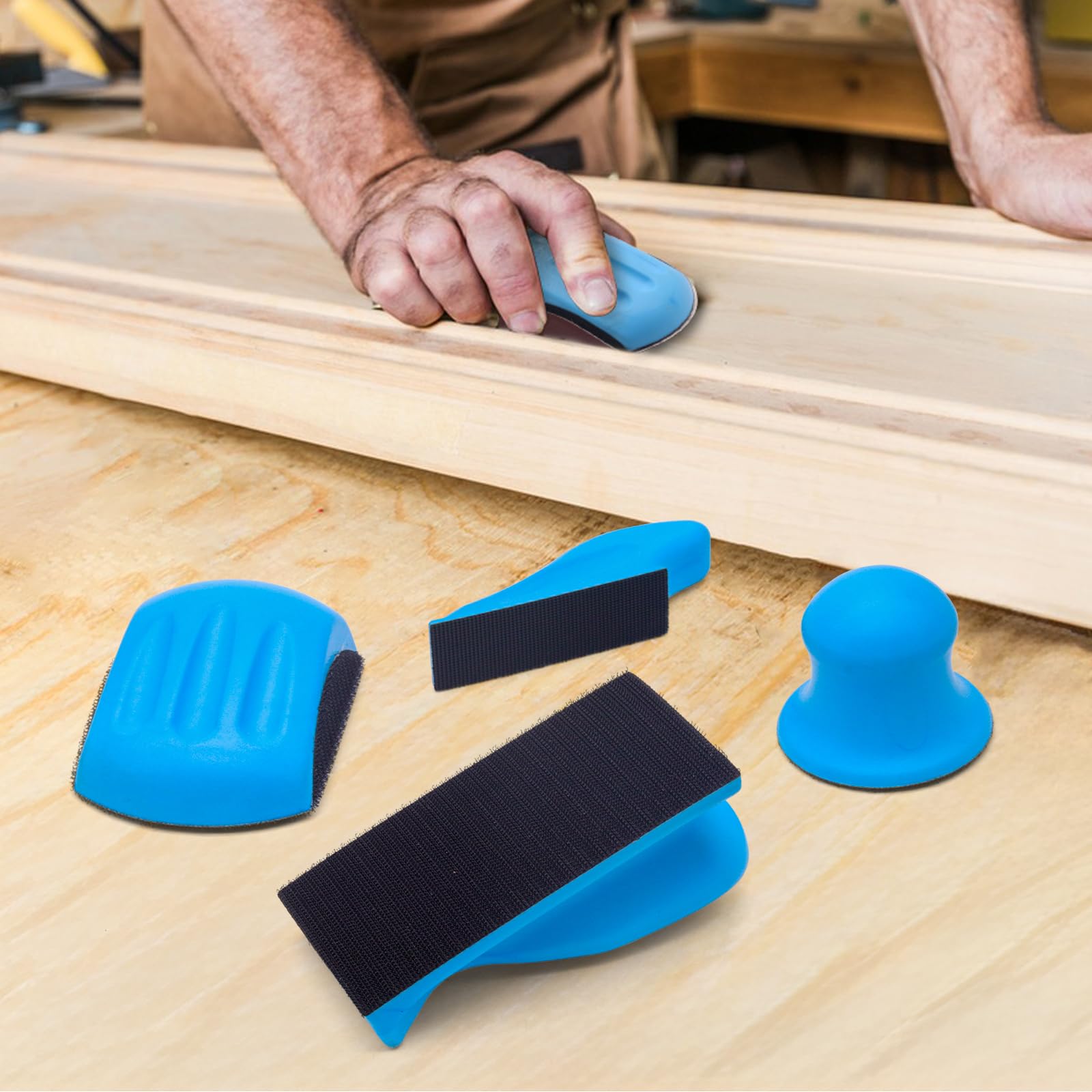 Hand Sanding Blocks - 4PC Hook & Loop -6