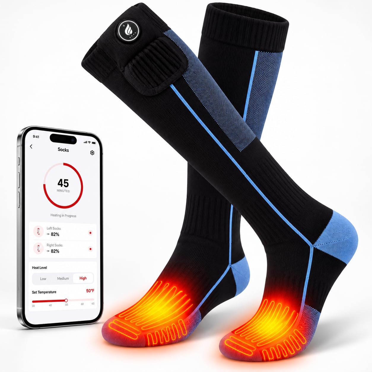 SAVIOR HEAT Heated Socks for Men and Women,App & Button Control