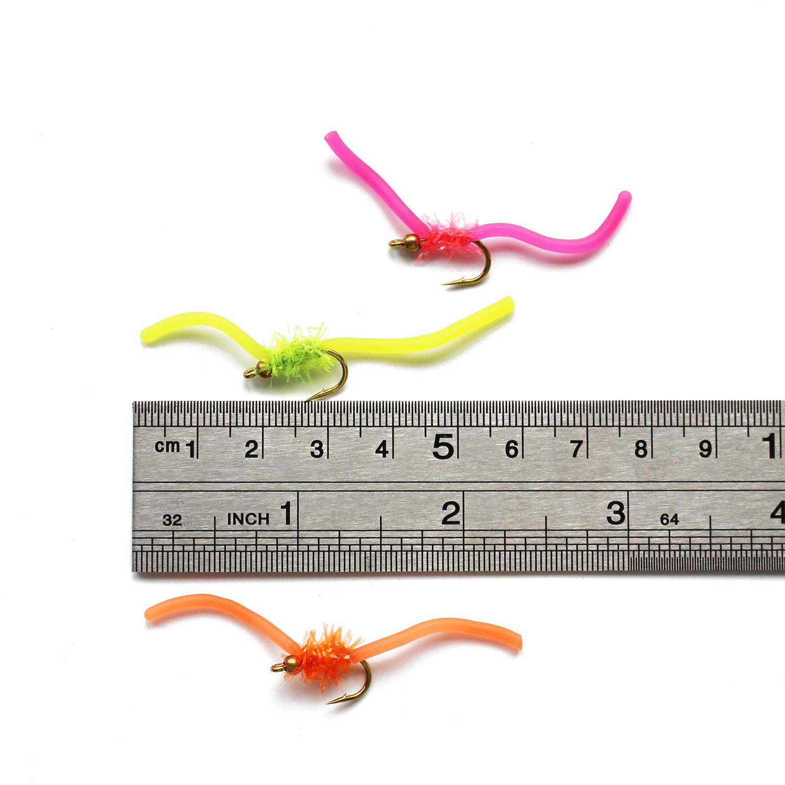 Tigofly 24 pcs/lot 3 couleurs UV Squirmy Worm Leurre Bug San Juan Worm Fly Fishing Lures Taille 8#