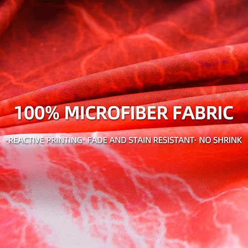 Vista 4 de Meeting Story Juego de sábanas bajeras ajustables para videojuegos de 3 piezas, colchón de bolsillo profundo con estampado de rayos, teñido anudado