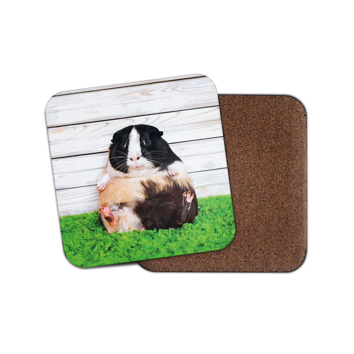 Destination Vinyl Ltd Girls Multicolor 1 X Cute Guinea Pig Coaster - Fluffy Animals Pets Adorable Funny #16771