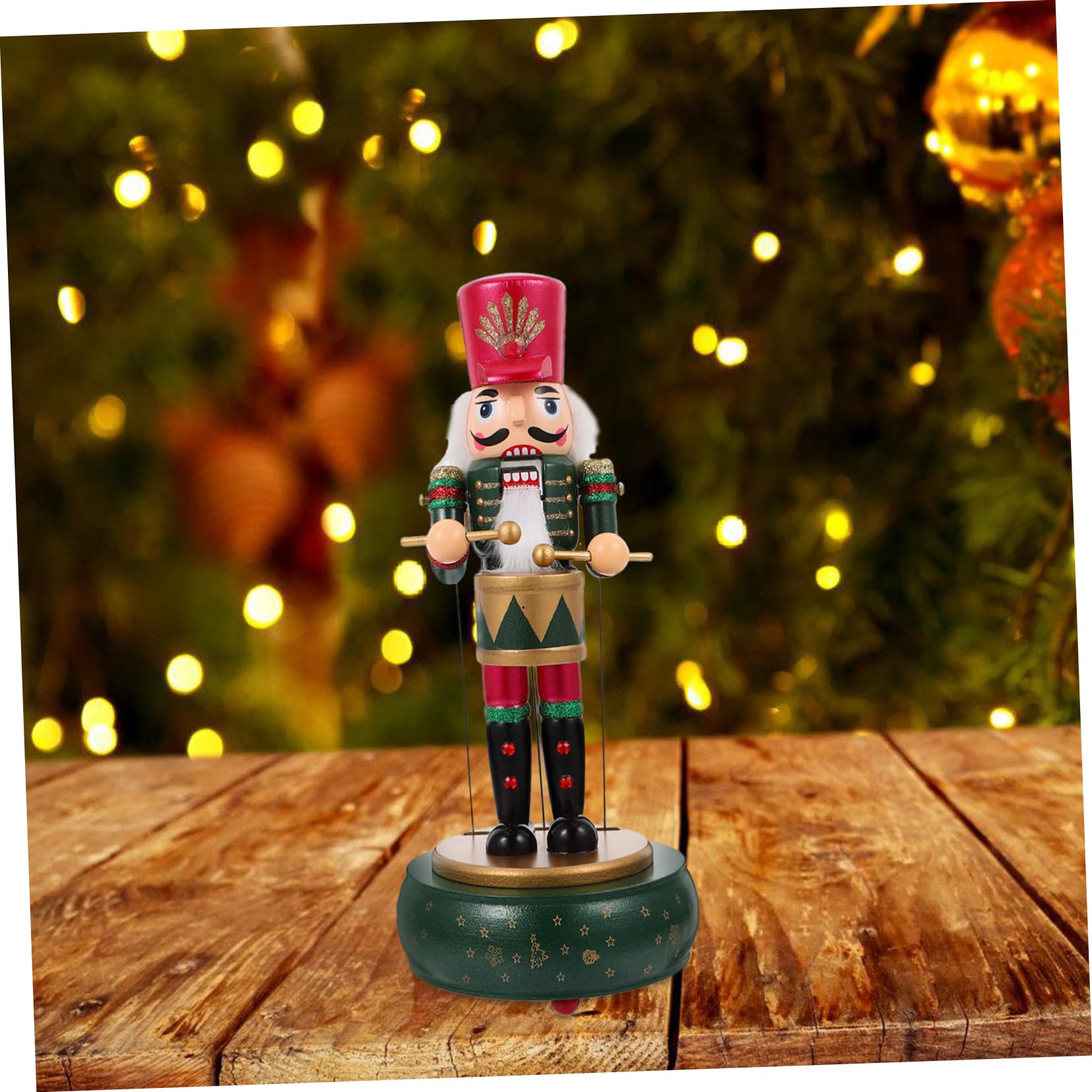 Alipis Schiaccianoci Soldato con Carillon Decorazione Natalizia in Legno Figura da Tavolo per Feste di Natale e Esposizione Soggiorno