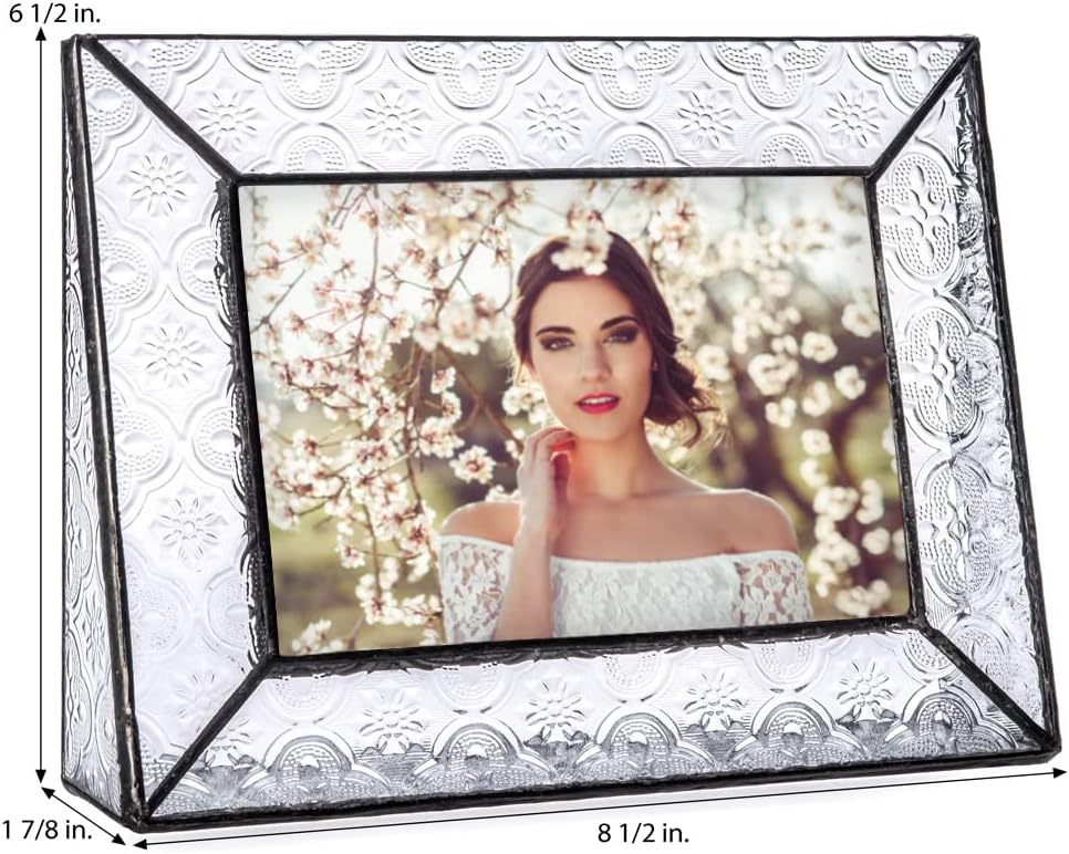 Clear Glass Picture Frame 4x6 Horizontal Photo Display Desk or Tabletop Vintage Home Décor Family Wedding Anniversary Engagement Graduation Baby Gift J Devlin Pic 126 Series