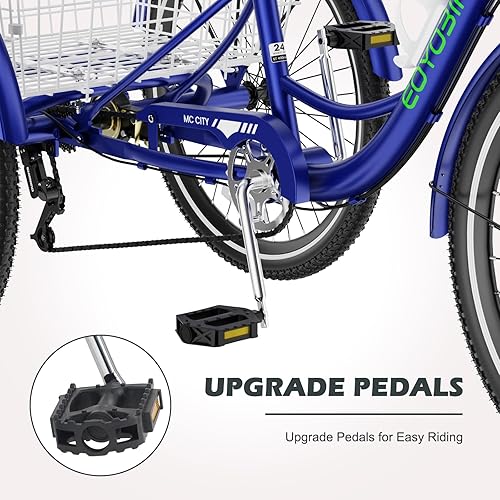 Vista 140 de H&ZT Triciclo para adultos, bicicleta de 3 ruedas, triciclo crucero, con engranaje de 7 velocidades, mango de freno de estacionamiento, escalón