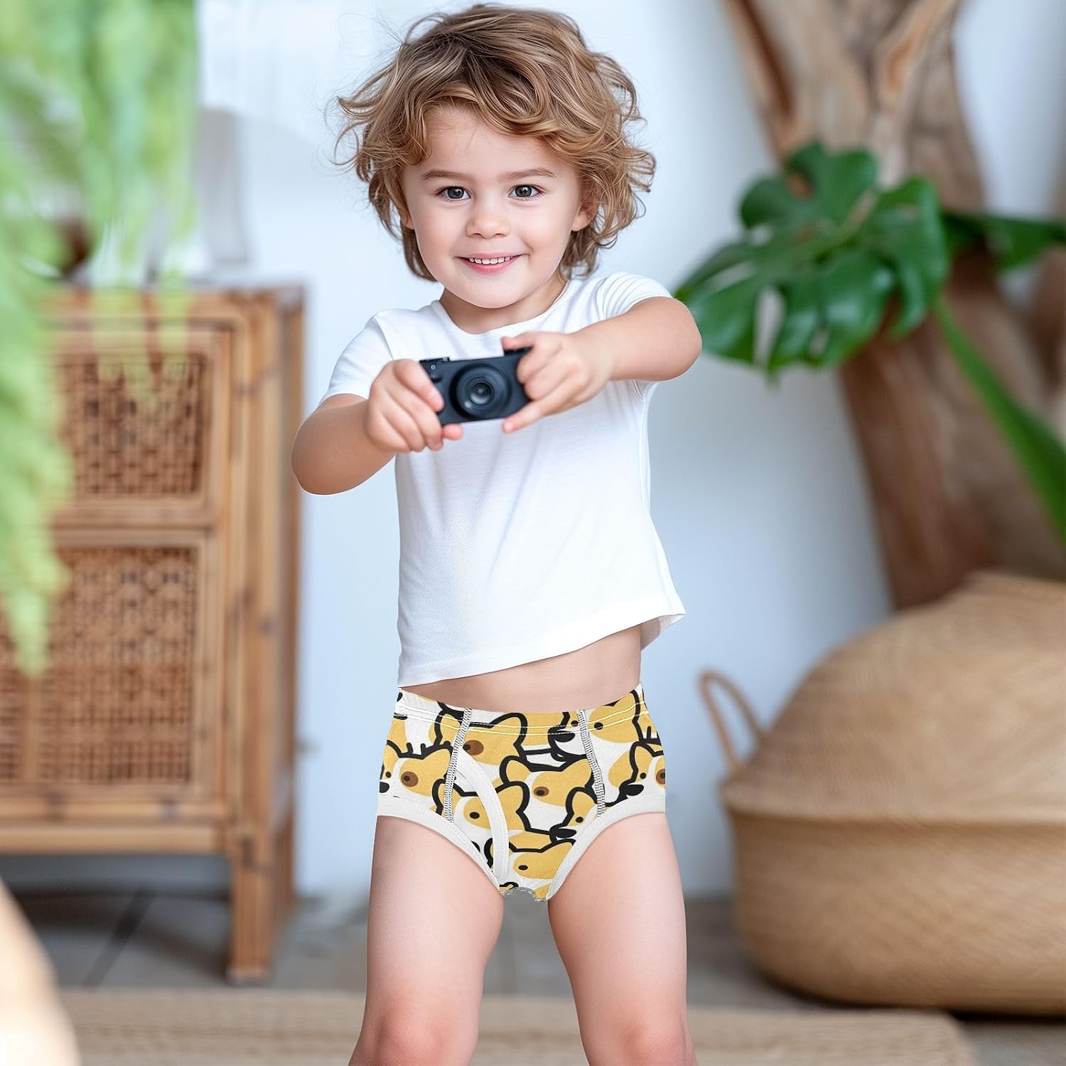 visesunny Cute Yellow Corgi Boys Cotton Underwear Printed Toddler Soft Training Briefs Size 2T-8Y for Kids