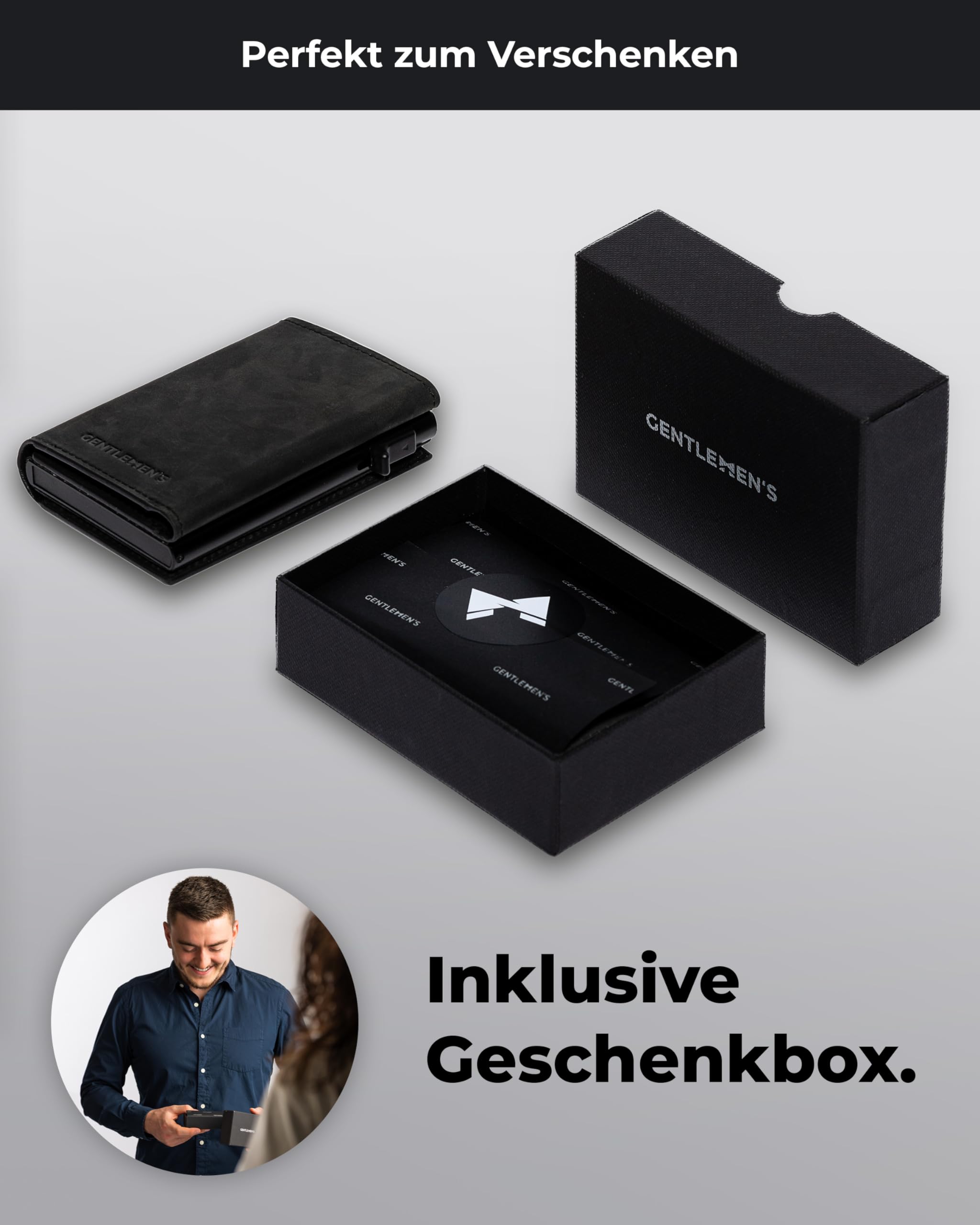 Gentlemen's® Cardholder - Kreditkartenetui mit Münzfach & RFID-Schutz - Geldbeutel für Herren - kleines Portemonnaie - - Smart Wallet für Karten & Münzen