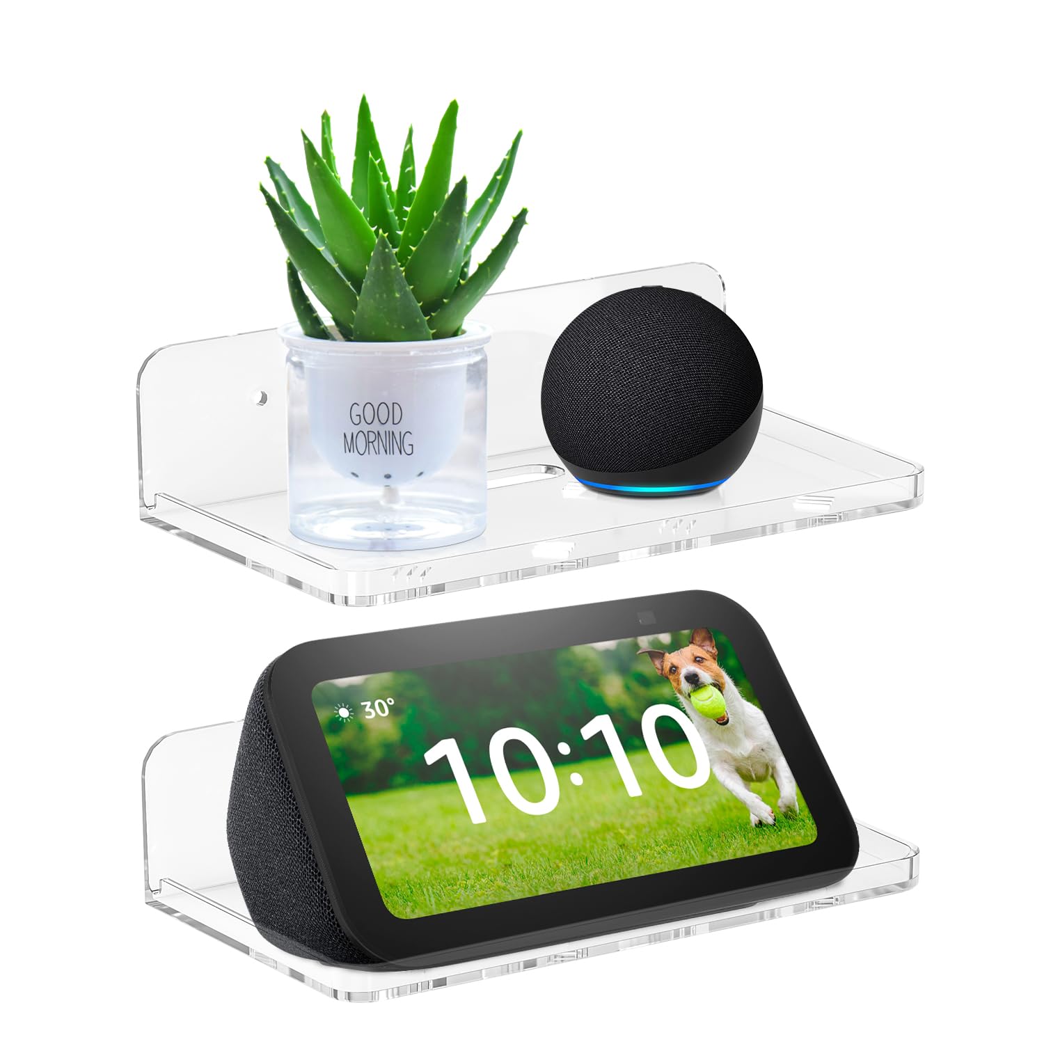 Wall Mount Floating Shelves for 2 Pcs Security Camera Shelf Mini Speaker Other Small Items in Bedroom Bathroom Kitchen Living Room Clear Mini Shelf