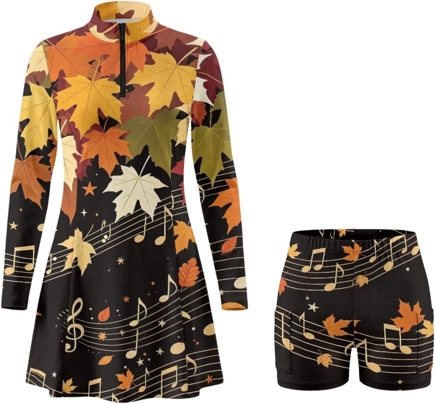 AFPANQZ Womens Tennis Golf Mini Dresses with Shorts Long Sleeve Collared