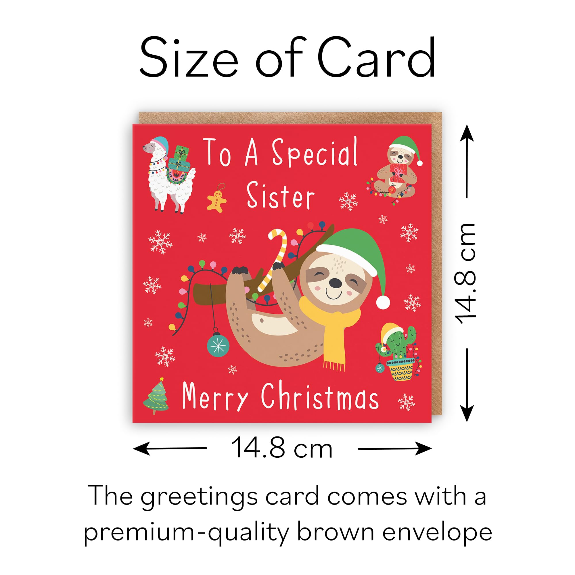 Hunts England - Sister Christmas Card - To A Special Sister - Merry Christmas - Sloth & Llama Collection - Funny Card - Image 4