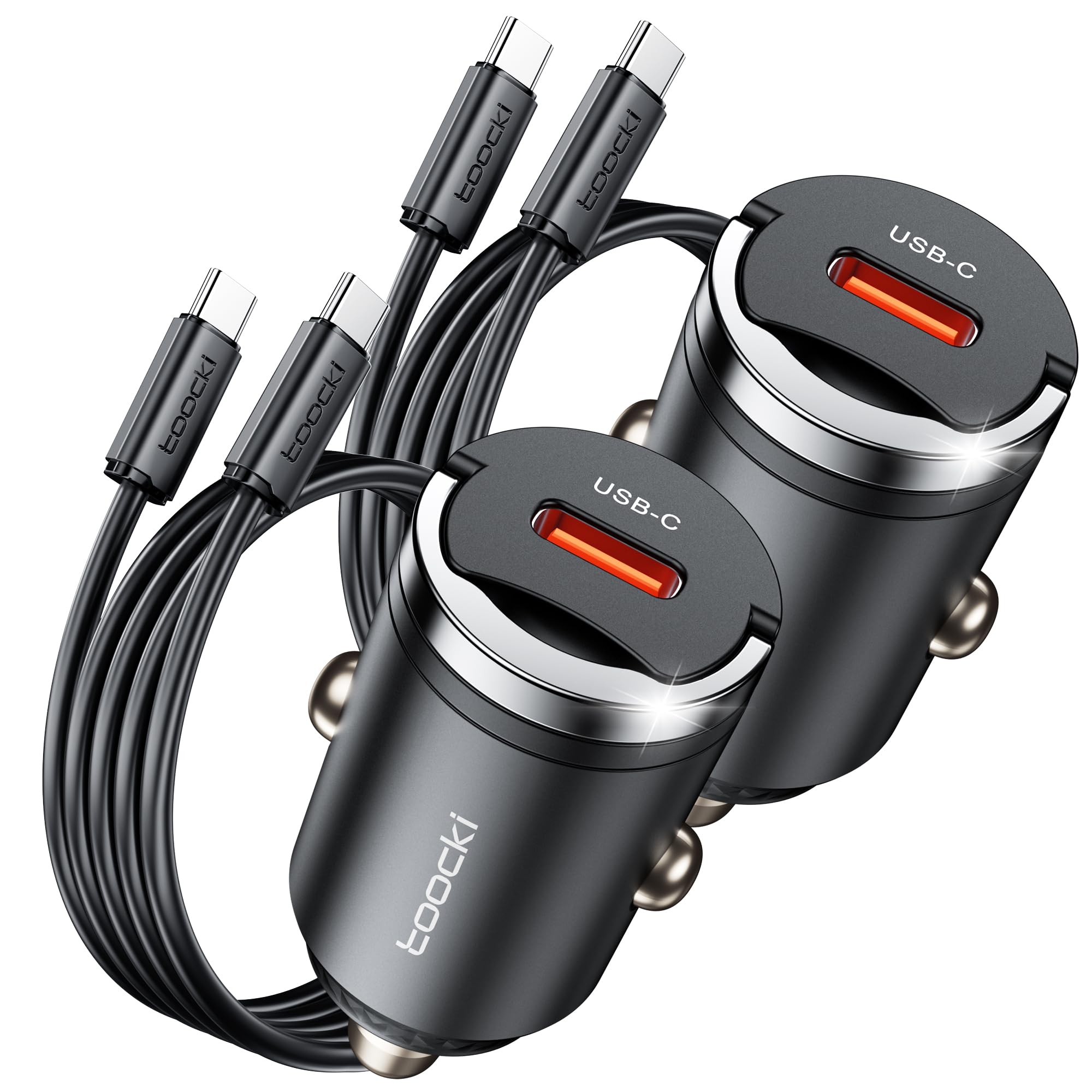 toocki 45W samochodowa ładowarka USB-C (2 sztuki), PD 3.0 - Szybka ładowarka samochodowa z pojedynczym portem typu C do iPhone'a 16/15/14 Pro Max, iPad i Samsung