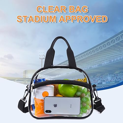 Miniatura 2 de Clearworld Lonchera transparente aprobada para estadios, lonchera transparente con correa ajustable y bolsillo frontal con cremallera, bolsa