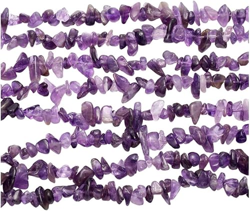 Miniatura 1 de Adabele GZ1-8 - Cuentas sueltas de 5 hebras de piedras preciosas de cristal de amatista morado natural, forma libre de agujero, espaciador de