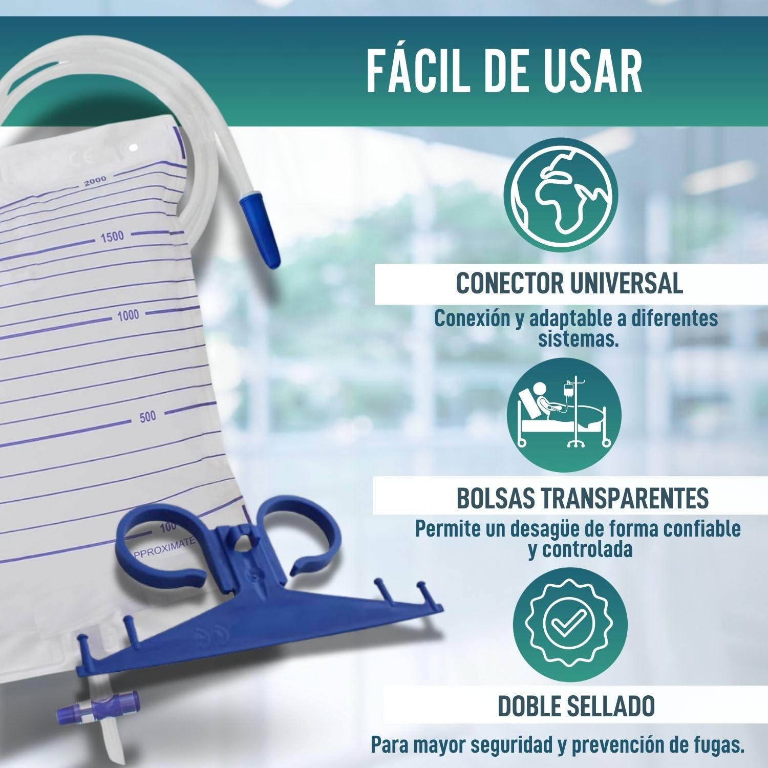 OrtoPrime Bolsas de Orina 2 Litros PACK 25 UNIDADES Bolsa Orinal Adulto VÁLVULA T ANTIRREFLUJO Bolsa de Urinario HOMBRE Y MUJER Bolsa de Drenaje Orina - Bolsas Sonda con GRIFO Bolsa Orina TUBO 120cm